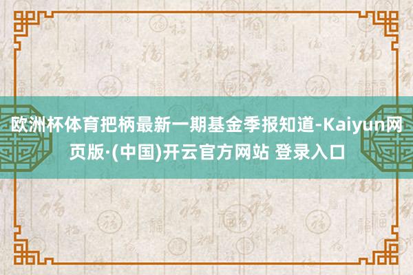 欧洲杯体育把柄最新一期基金季报知道-Kaiyun网页版·(中国)开云官方网站 登录入口